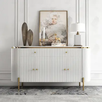 Yelly 55" White Sintered Stone Top Sideboard with 4 Doors & 2 Drawers