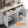 Yelly 55" White Sintered Stone Top Sideboard with 4 Doors & 2 Drawers