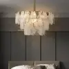 Modern 6-Light Tiered Cloud Glass Chandelier Adjustable Hanging Rod