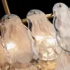 Modern 6-Light Tiered Cloud Glass Chandelier Adjustable Hanging Rod