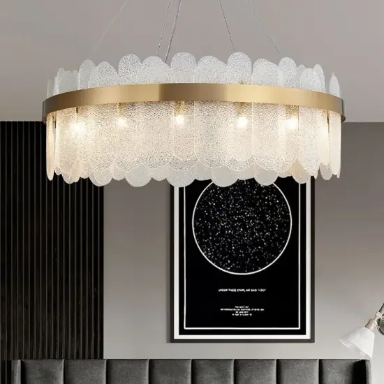 Modern Round 6-Light Tiered Clear Glass Chandelier