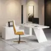 Modern 1803 mm L-Shaped White Executive Desk with Left Hand Return