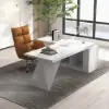 Modern 1803 mm L-Shaped White Executive Desk with Left Hand Return