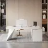 Modern 1803 mm L-Shaped White Executive Desk with Left Hand Return