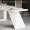 Modern 1803 mm L-Shaped White Executive Desk with Left Hand Return