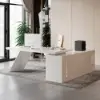 Modern 1803 mm L-Shaped White Executive Desk with Left Hand Return
