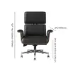 Picture of Modern Ergonomic Black Faux Leather Swivel Office Chair with Walnut Wood Accents