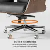Picture of Modern Ergonomic Black Faux Leather Swivel Office Chair with Walnut Wood Accents