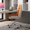 Modern Orange Faux Leather Swivel Executive Office Chair with Adjustable Height