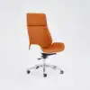 Modern Orange Faux Leather Swivel Executive Office Chair with Adjustable Height