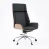 Modern Black Faux Leather Swivel Executive Office Chair with Adjustable Height