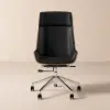 Modern Black Faux Leather Swivel Executive Office Chair with Adjustable Height