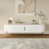 Modern 220 cm Sintered Stone Oval TV Stand with 4 Drawers and Shelf