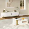 Modern 220 cm Sintered Stone Oval TV Stand with 4 Drawers and Shelf