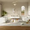 Modern 220 cm Sintered Stone Oval TV Stand with 4 Drawers and Shelf