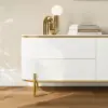 Modern 220 cm Sintered Stone Oval TV Stand with 4 Drawers and Shelf
