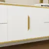 Modern 220 cm Sintered Stone Oval TV Stand with 4 Drawers and Shelf