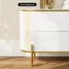 Modern 220 cm Sintered Stone Oval TV Stand with 4 Drawers and Shelf