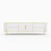 Modern 220 cm Sintered Stone Oval TV Stand with 4 Drawers and Shelf