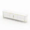 Modern 220 cm Sintered Stone Oval TV Stand with 4 Drawers and Shelf
