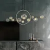 Modern Linear 10-Light Black Island Pendant Light for Kitchen & Dining Room