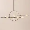 Modern Linear 10-Light Black Island Pendant Light for Kitchen & Dining Room