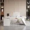 Modern 1803 mm L-Shaped White Executive Desk with Right Hand Return