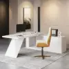 Modern 1803 mm L-Shaped White Executive Desk with Right Hand Return