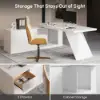 Modern 1803 mm L-Shaped White Executive Desk with Right Hand Return