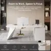 Modern 1803 mm L-Shaped White Executive Desk with Right Hand Return