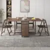 Ultic 5-Piece Modern 1502mm Rectangle Dining Table Set Ash Wood Foldable Walnut