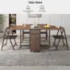 Ultic 5-Piece Modern 1502mm Rectangle Dining Table Set Ash Wood Foldable Walnut