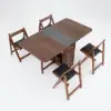 Ultic 5-Piece Modern 1502mm Rectangle Dining Table Set Ash Wood Foldable Walnut