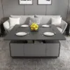 Modern Grey Multifunctional Rectanglular Lift-top Coffee Table with Storage