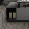 Modern Grey Multifunctional Rectanglular Lift-top Coffee Table with Storage