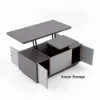 Modern Grey Multifunctional Rectanglular Lift-top Coffee Table with Storage