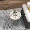 Sculra Modern 56 cm Grey & Gold Pedestal End Table with Sintered Stone Top