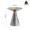 Sculra Modern 56 cm Grey & Gold Pedestal End Table with Sintered Stone Top