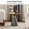 Sculra Modern 56 cm Grey & Gold Pedestal End Table with Sintered Stone Top