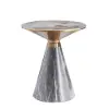 Sculra Modern 56 cm Grey & Gold Pedestal End Table with Sintered Stone Top