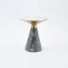 Sculra Modern 56 cm Grey & Gold Pedestal End Table with Sintered Stone Top