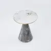 Sculra Modern 56 cm Grey & Gold Pedestal End Table with Sintered Stone Top