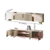 Artis 200 cm TV Stand with Sintered Stone Top, Storage & Gold Legs – White Doors Media