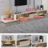 200 - 280 cm Extendable TV Stand with LED Light, Tempered Glass Door Cabinets & Drawer