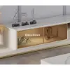 200 - 280 cm Extendable TV Stand with LED Light, Tempered Glass Door Cabinets & Drawer