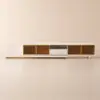 200 - 280 cm Extendable TV Stand with LED Light, Tempered Glass Door Cabinets & Drawer
