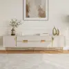 Modern Off White TV Stand for 2159mm TVs with 4 Drawers & Doors MDF