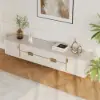 Modern Off White TV Stand for 2159mm TVs with 4 Drawers & Doors MDF