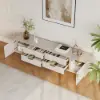 Modern Off White TV Stand for 2159mm TVs with 4 Drawers & Doors MDF