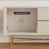 Modern Off White TV Stand for 2159mm TVs with 4 Drawers & Doors MDF